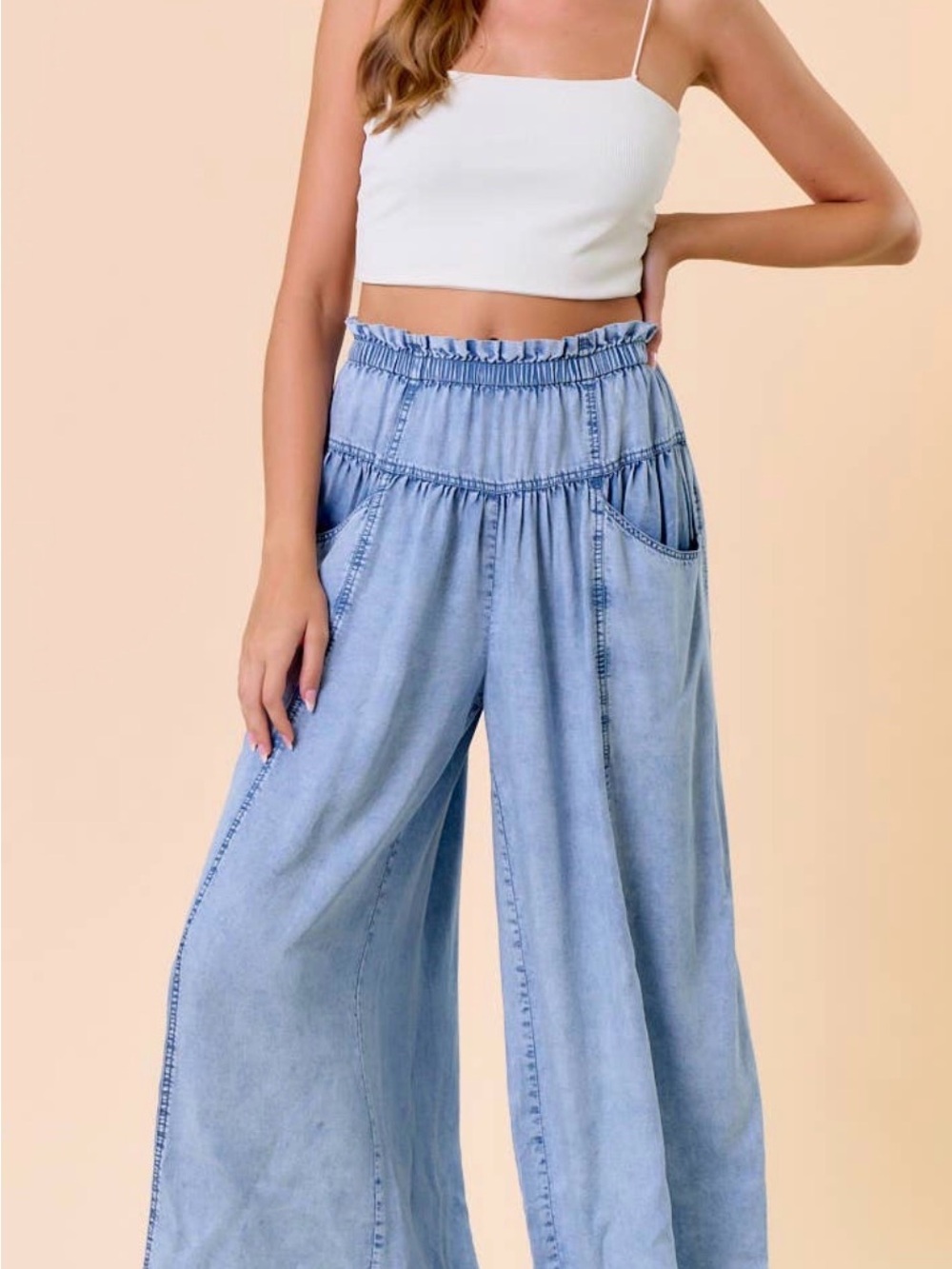 Blue  Skies Wide Leg Tencel Pants NWT, L